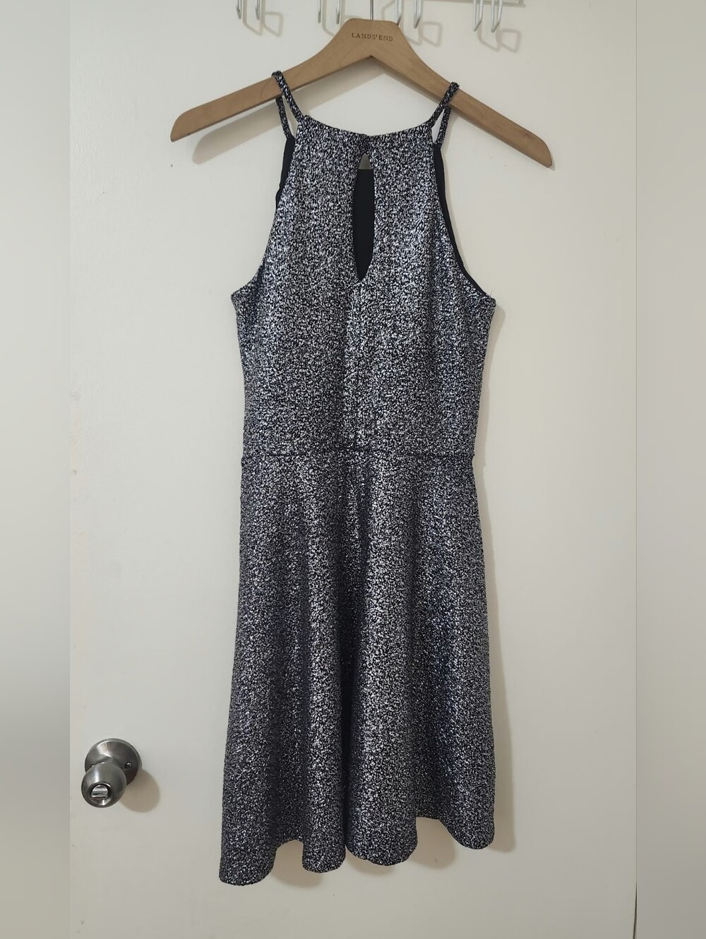 Bcbg Sparkle Halter A-Line Dress - Black/Silver